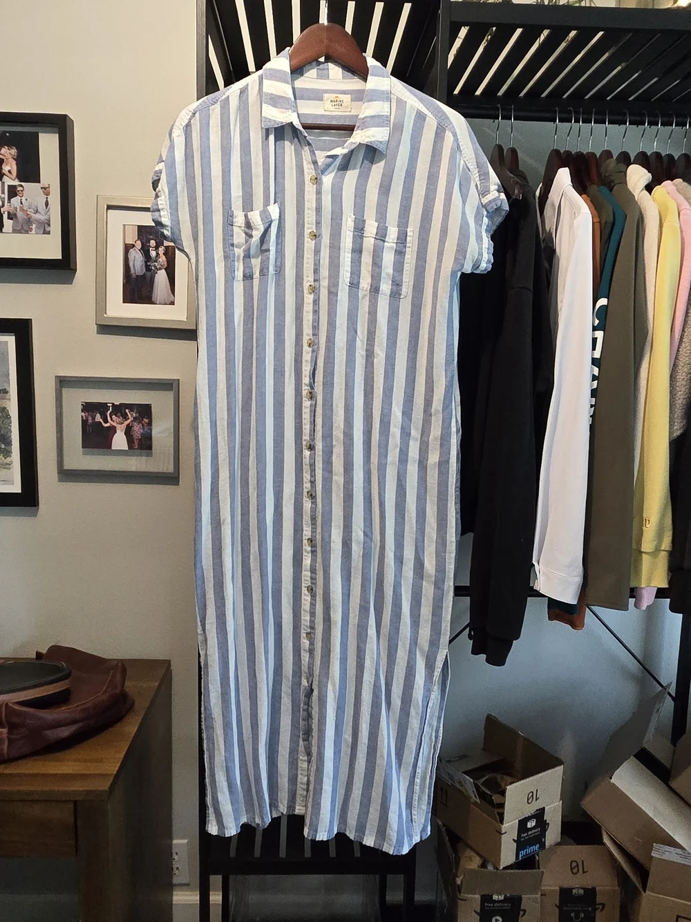 Marine Layer blue/white striped dress/swimsuit coverup